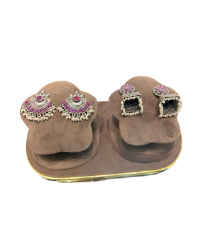 22K Gold Finish American Diamond (CZ) Designer Earrings Combo | Chandbali & Square Stud Earrings for Women