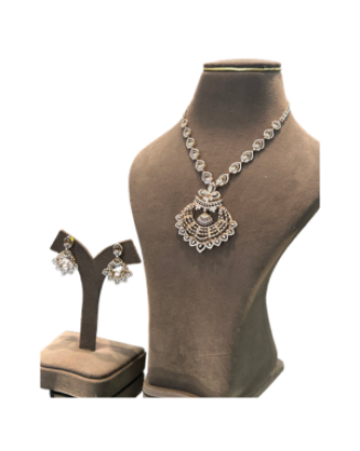 22K Gold Finish American Diamond (CZ) Peacock Pendant Necklace Set | Designer Jewellery for Women
