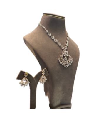 22K Gold Finish American Diamond (CZ) Peacock Pendant Necklace Set | Designer Jewellery for Women