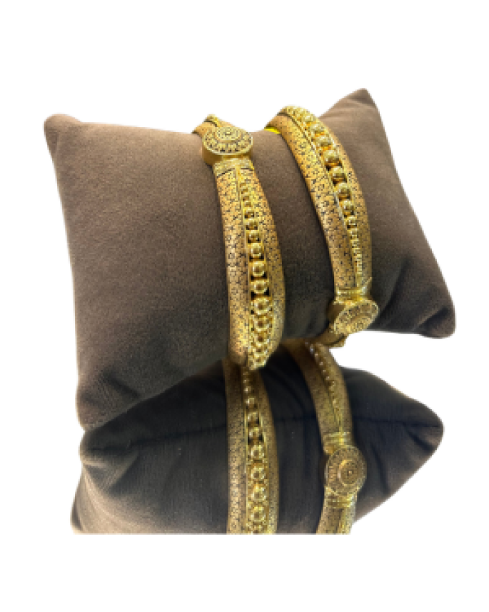 22K Gold Finish Designer Bangles for Women | Traditional Bridal Kada Pair | 40.870 gm 22K Gold Finish Designer Bangles for Women | Traditional Bridal Kada Pair | 40.870 gm