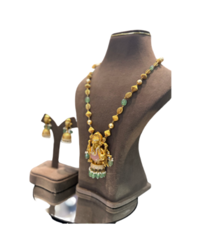 22K Gold Finish Temple Lakshmi Necklace Set with Jhumka Earrings | Traditional Bridal Jewellery 22K Gold Finish Temple Lakshmi Necklace Set with Jhumka Earrings | Traditional Bridal Jewellery
