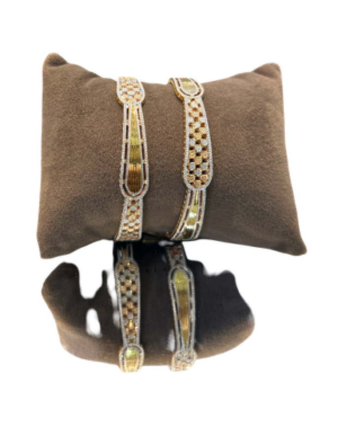 Designer Dual Tone Kada Pair | Gold & Silver Finish | 38.190 gm