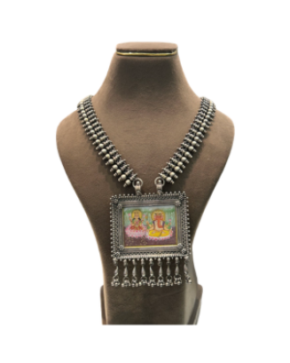 Designer Oxidised Radha Krishna Pendant Necklace for Women