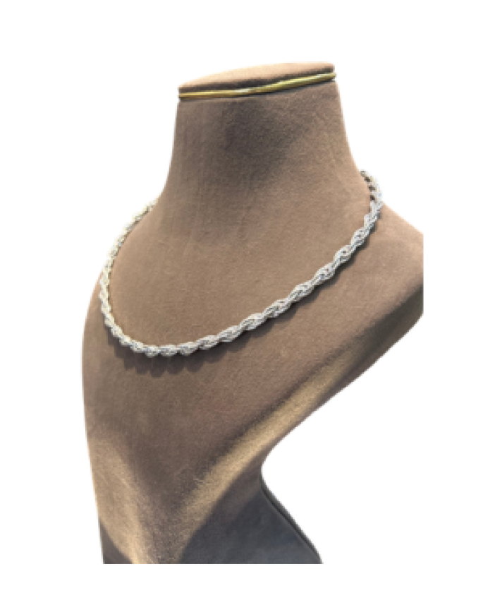 Silver Finish Twisted Rope Chain Necklace for Women